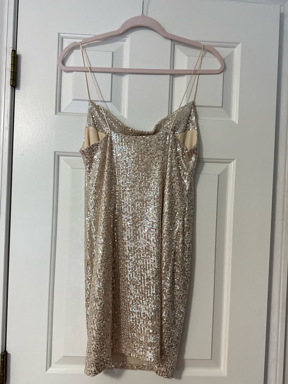 Gold Sequin Cowl Neck Mini Dress - Picture 2 of 8